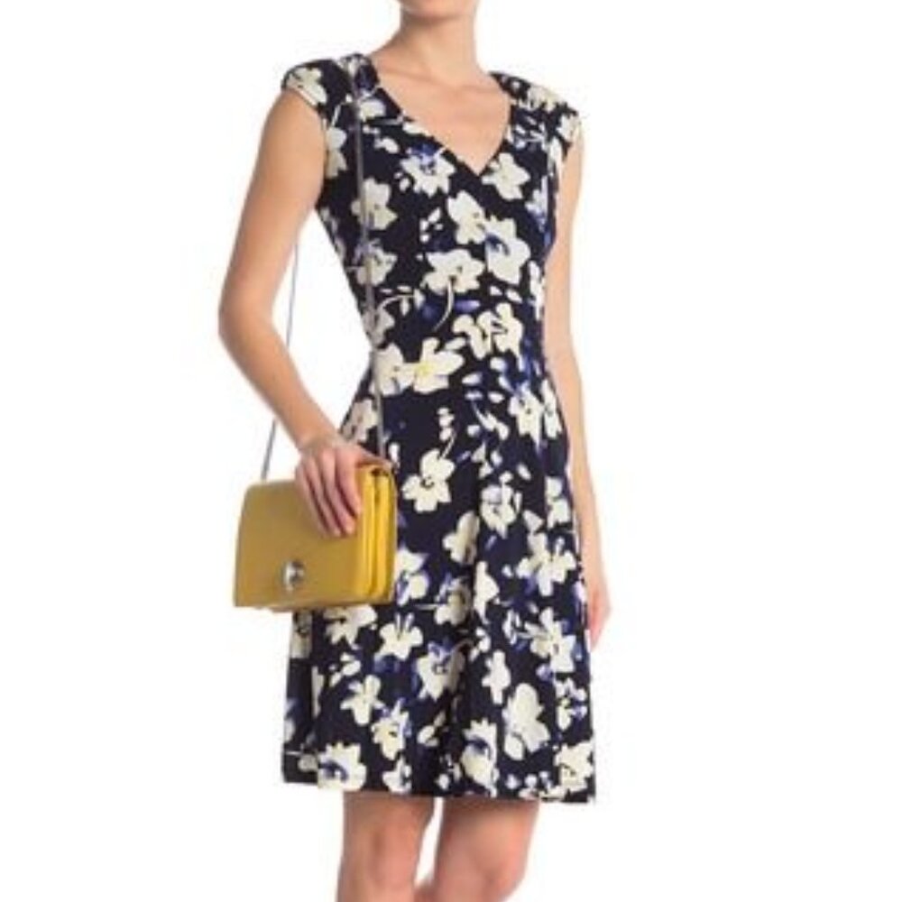 London Times Navy Floral Dress